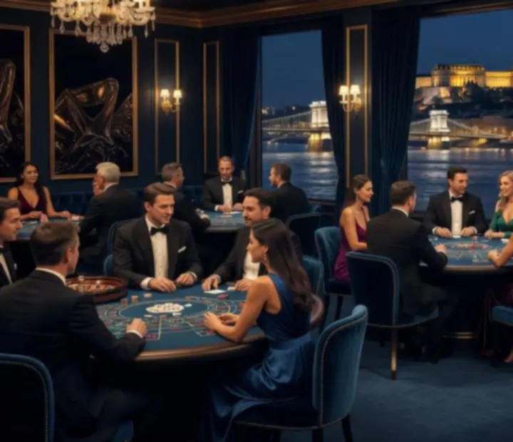 Elegáns kaszinó-est a Dunán, rulett és blackjack asztalokkal